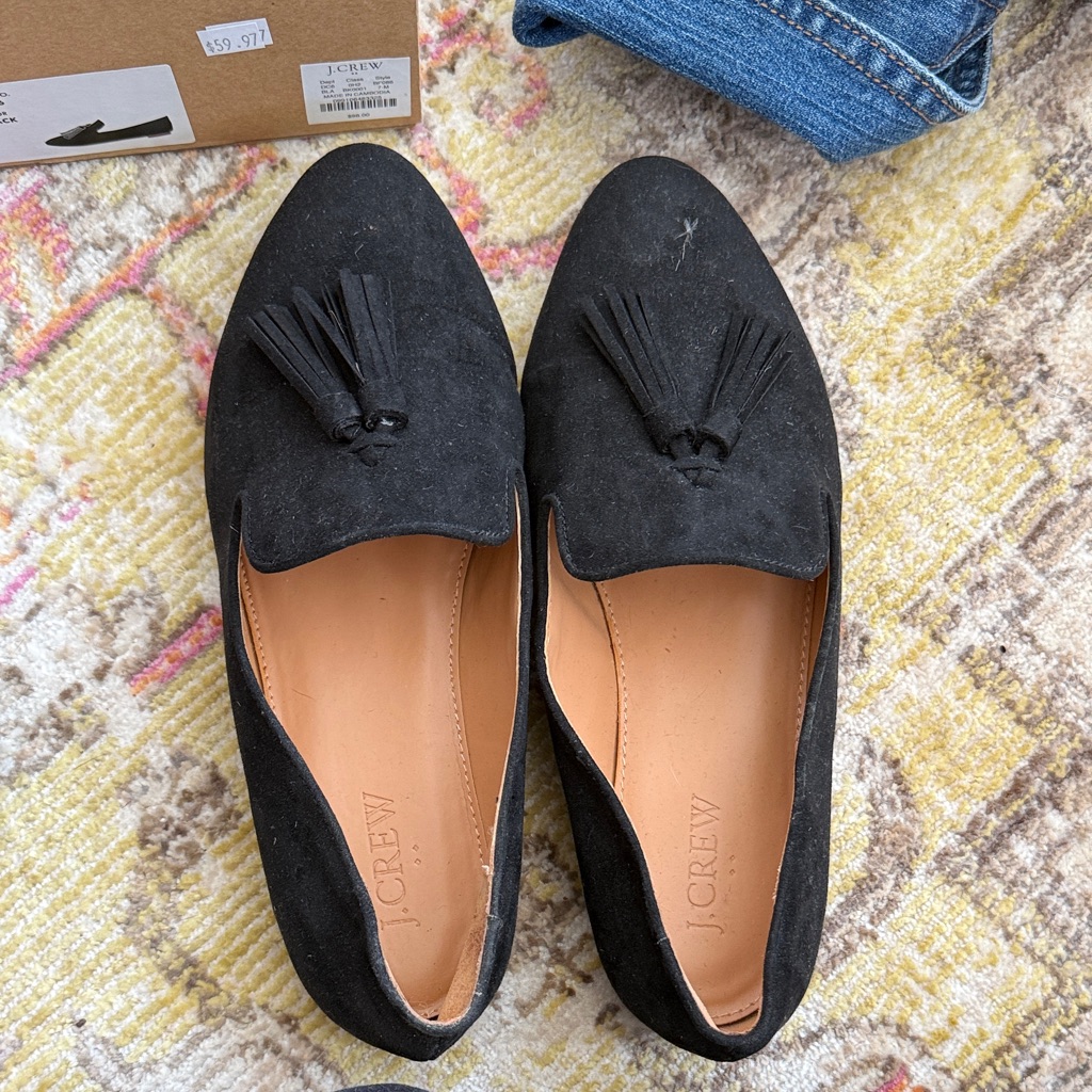 J. Crew Black Suede Tassel Loafers